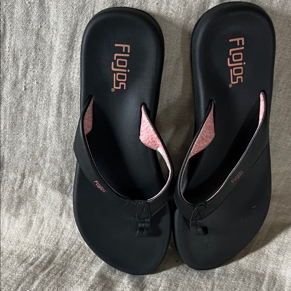 Flojos Women's Sandals in Black and Pink Size 9